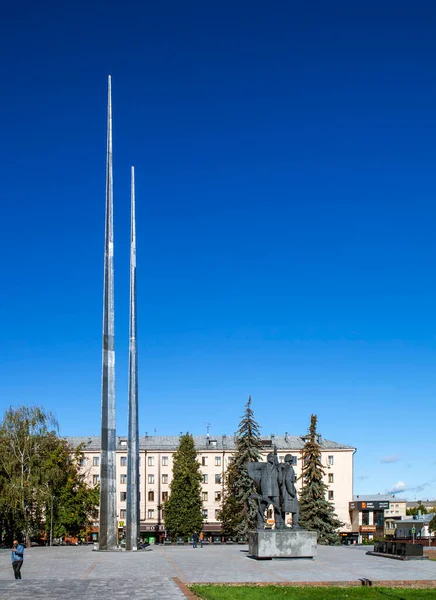 Památník Tři Bajonety Obelisk Obráncům Tuly Victory Square Tuulo Rusko — Stock fotografie