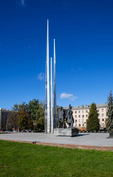 Monument Drie Bajonetten Obelisk Aan Verdedigers Van Tula Overwinningsplein Tula — Stockfoto