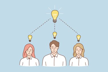 Gülümseyen insanlar iş fikrini birlikte çözmeyi düşünüyorlar. 