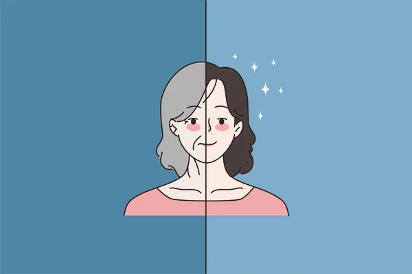 Femme avant et après de bonnes procédures de visage de salon — Image vectorielle