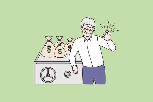Sourire homme mûr recommander l'épargne ou l'investissement d'argent — Image vectorielle