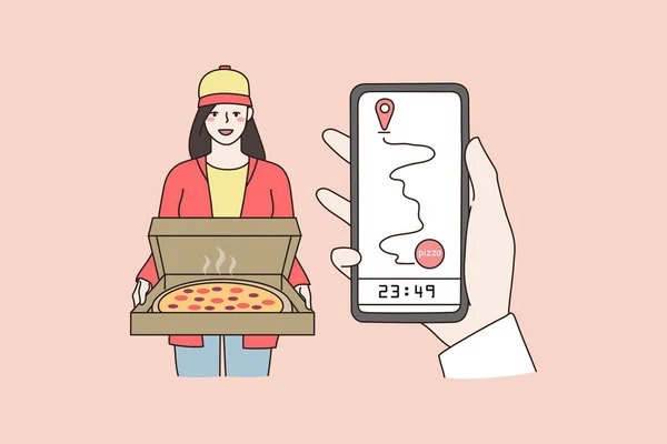 Ordering food online on smartphone — Stock Vector
