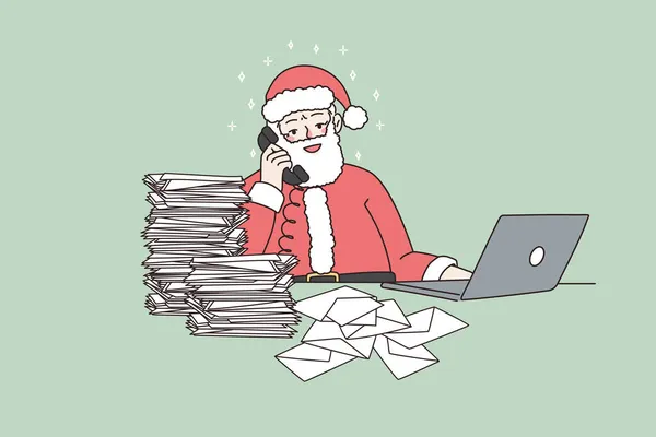 Papá Noel moderno comunicarse con los niños en línea — Archivo Imágenes Vectoriales