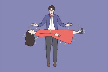 Sihirbaz sirkte kadınları havada yüzdürür. 