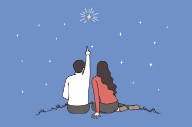 Gece gökyüzünde bir çift yıldız sayar. 