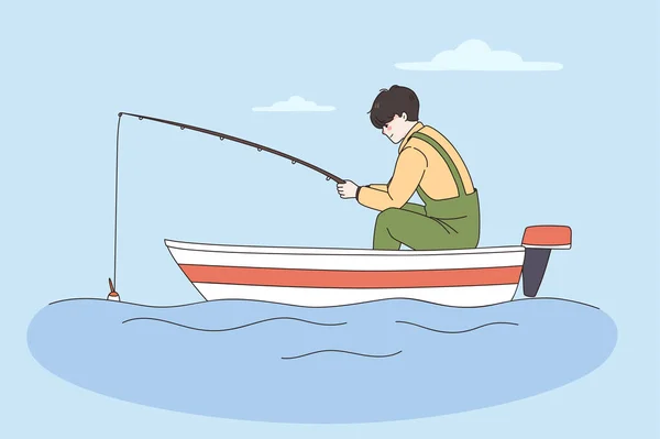 Concetto di pesca e attività ricreative estive — Vettoriale Stock