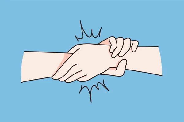 Mensen houden elkaars hand vast. — Stockvector