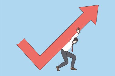 İş adamı sırtında kocaman bir ok taşıyor. 