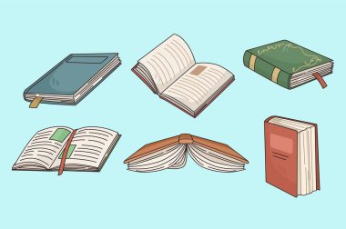 Çeşitli klasik kağıt kitapların renkli seti 