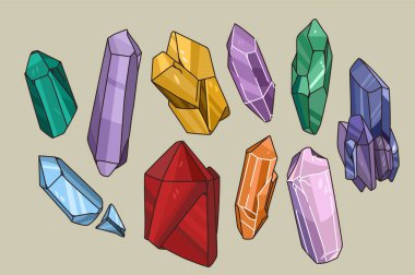 Çeşitli doğal taşlar ve mineraller. 