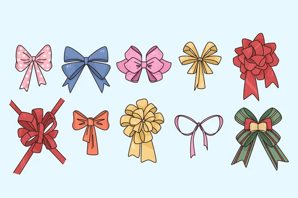 Collection vectorielle d'arcs colorés pour cadeaux de Noël — Image vectorielle