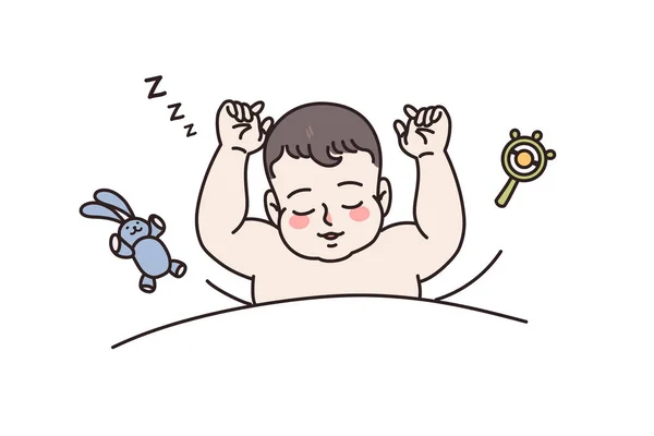 Santé bébé nouveau-né dormir avec des jouets — Image vectorielle