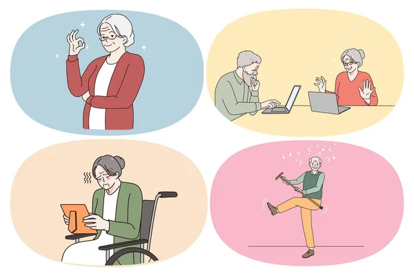Life situations of pensioners concept — Vector de stock