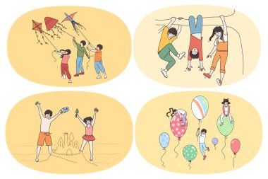 Happy childhood and leisure activities concept.