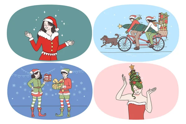 Navidad y Año Nuevo concepto de vacaciones . — Archivo Imágenes Vectoriales