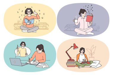 Reading books and getting knowledge concept.