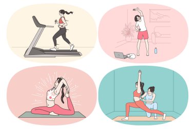 Sporty lifestyle of modern woman concept