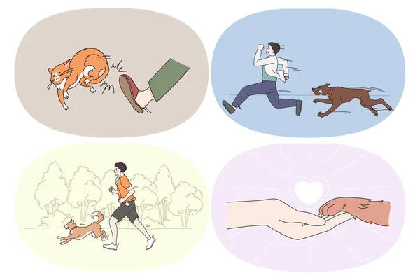 Emosi yang berbeda untuk konsep hewan peliharaan. — Stok Ilustrasi Emosi yang berbeda untuk konsep hewan peliharaan. Stok Ilustrasi