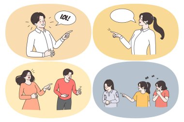 Gülümseyen ve eğlenen konsept.