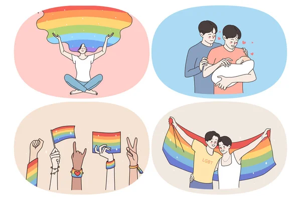 Eşcinsel çift sevgisi ve hakları kavramı. — Stok Vektör