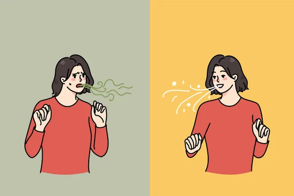 Femme avant et après les soins buccodentaires — Image vectorielle