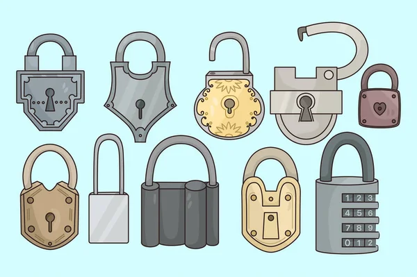 Συλλογή κλειδαριών για προστασία και ασφάλεια — Διανυσματικό Αρχείο