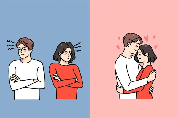 Couple combat et amour relations problèmes — Image vectorielle