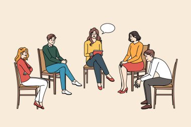 Psikoterapistle grup danışmanlığı oturumunda farklı kişiler 