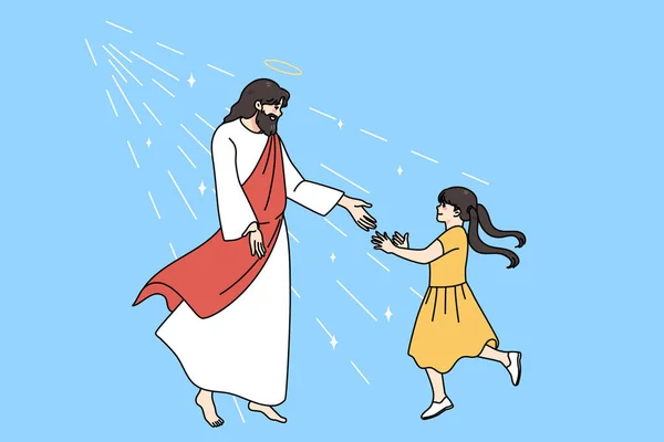 Amar a Jesús conocer sonriente niña pequeña — Vector de stock