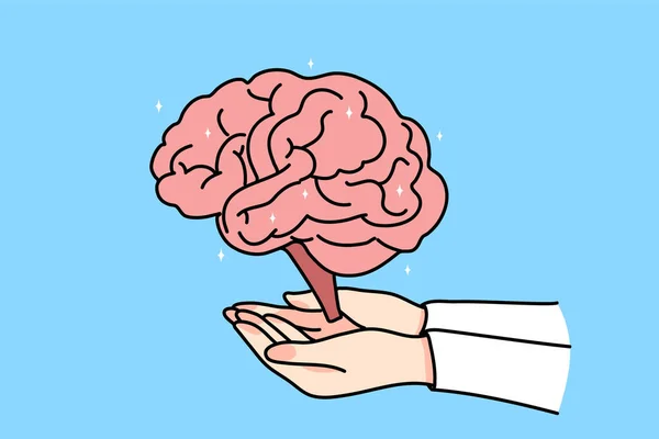 La persona tiene il cervello in mano — Vettoriale Stock
