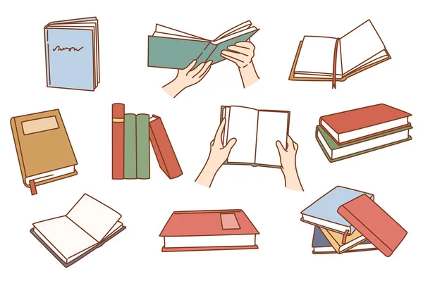 Uppsättning böcker för studier eller självstudier — Stock vektor