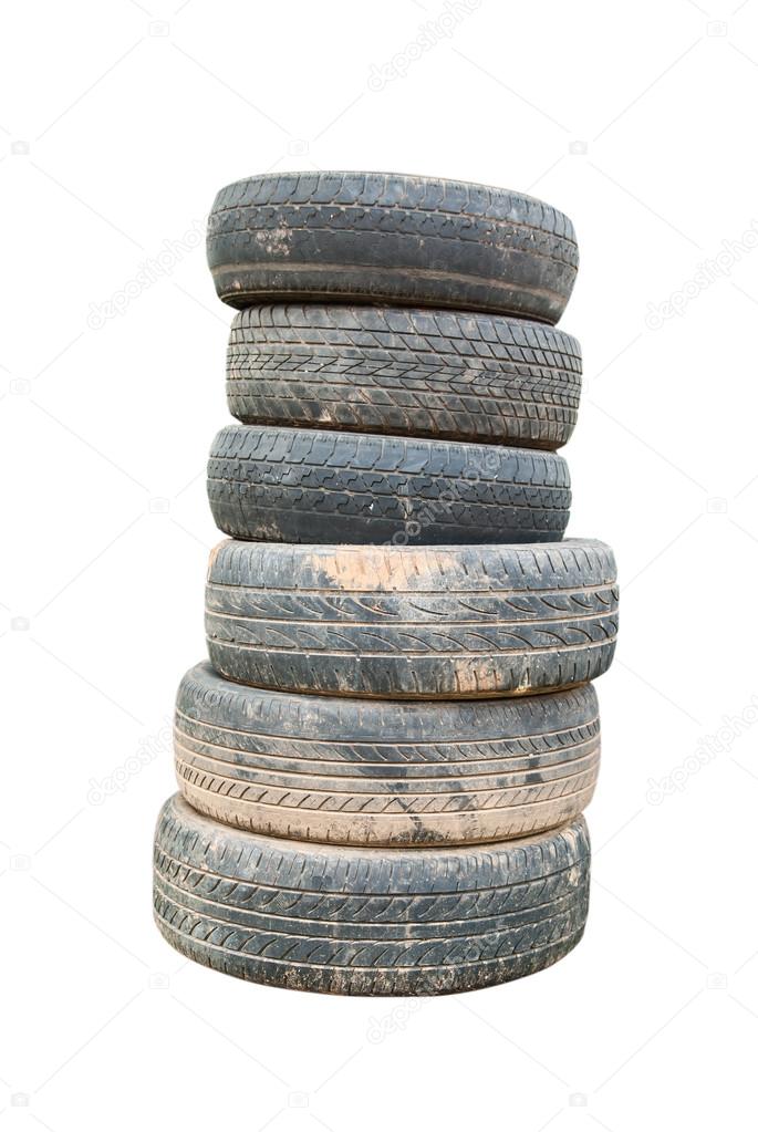 Old car tires isolate