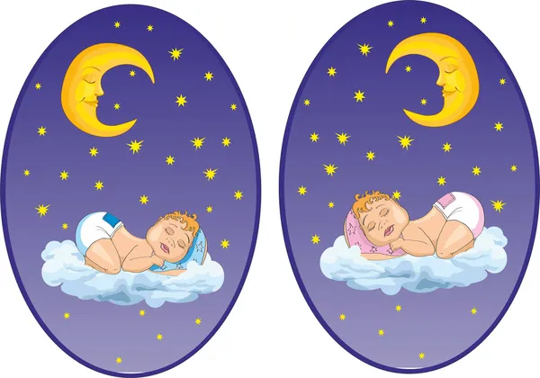 Bambino che dorme su una nuvola — Vettoriale Stock