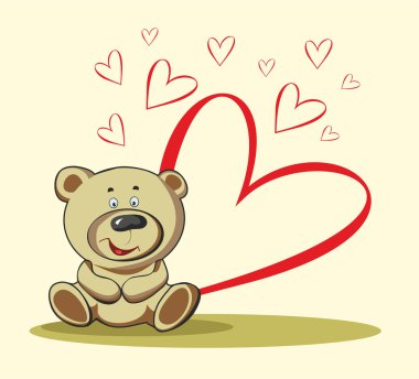 aşk kalp ile sevimli bir oyuncak ayı gösteren resim