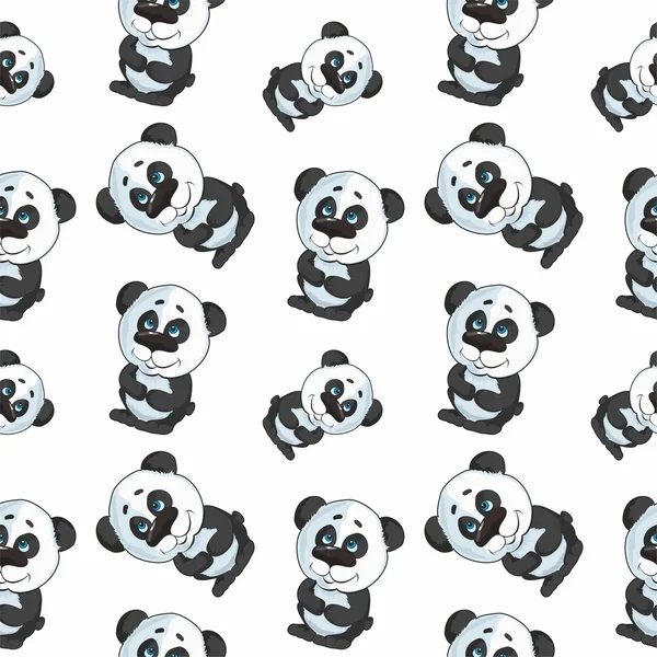 Vector cartoon panda seamless pattern — Stock Vector