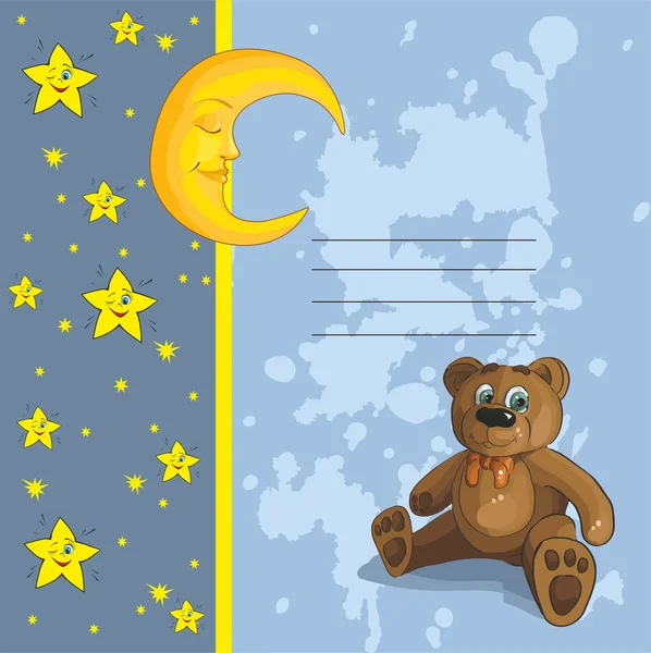 Pro děti s medvědem a za měsíc — Stockový vektor