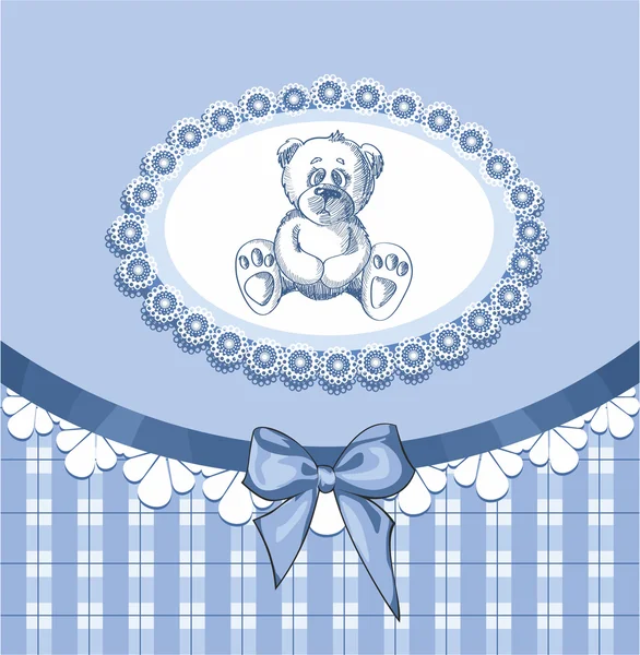 Baby card with a painted teddy bear — Stock Vector