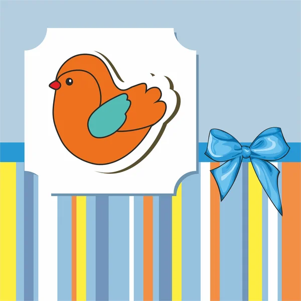 Carte bébé avec un oiseau stylisé — Image vectorielle