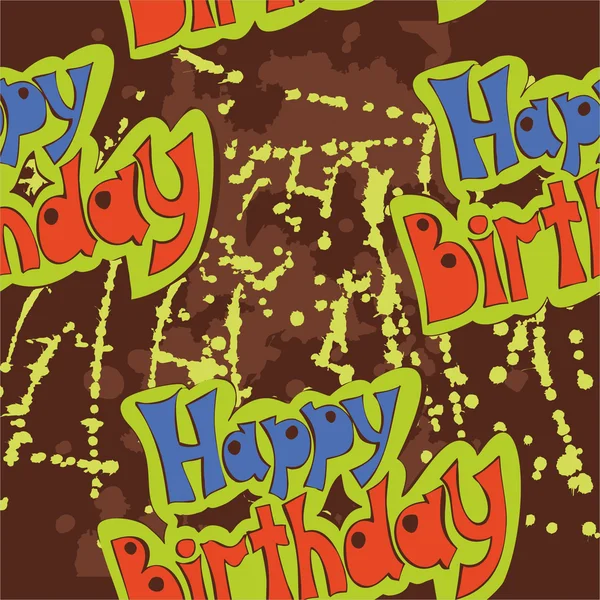 Brown pattern with the words Birthday — Stock Vector