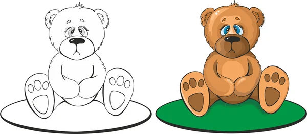 Coloring with a sad bear — Stock Vector