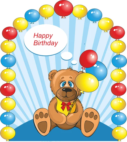 Oso con globos — Vector de stock