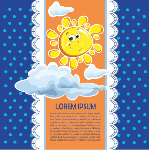 Дитяча картка з хмарами та сонцем — стоковий вектор