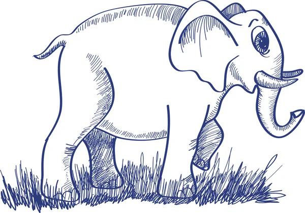 Skizze mit einem Elefanten — Stockvektor