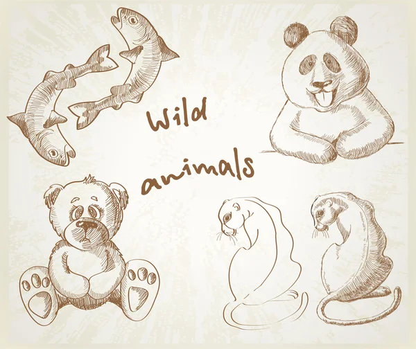 Рисунок диких животных — стоковый вектор