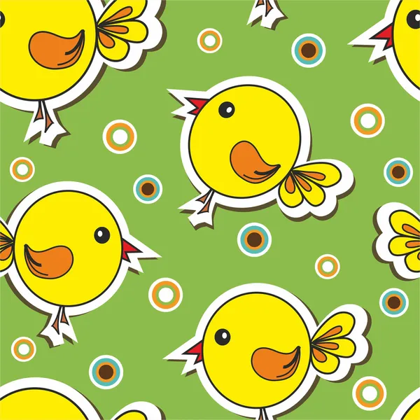 Pattern with cute bird — Stock Vector