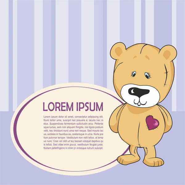 Carte bébé avec un ours triste — Image vectorielle