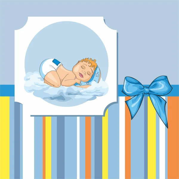 Tarjeta de bebé con un bebé dormido — Vector de stock