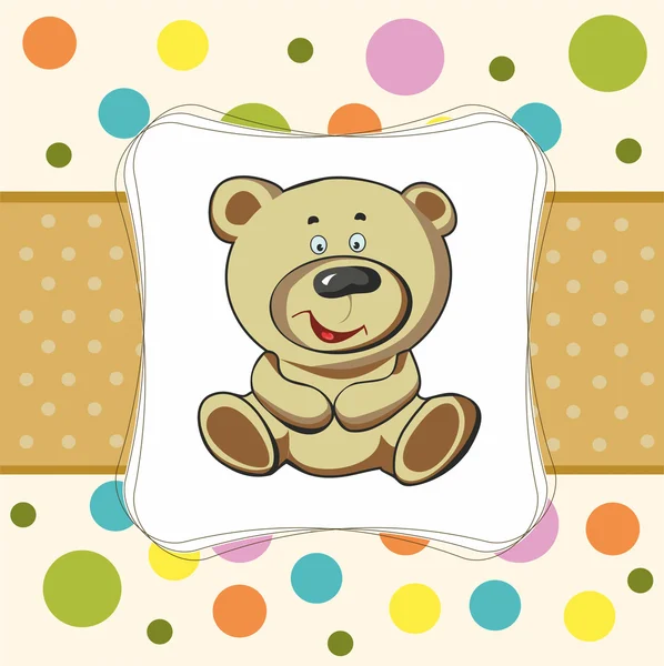 Baby kaart met grappige teddy bear — Stockvector