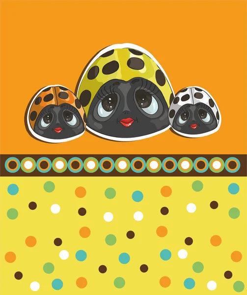 Baby card with color ladybirds — Stock Vector