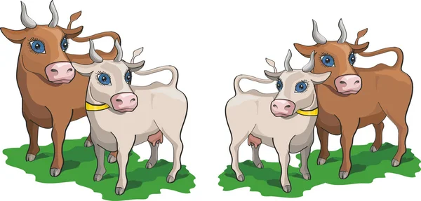 Vaca y toro — Vector de stock